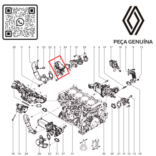 RN 03921R VALVULA DE RECIRCULACAO DE GASES EGR MASTER 2.3 16V M9T 147103921R -5-